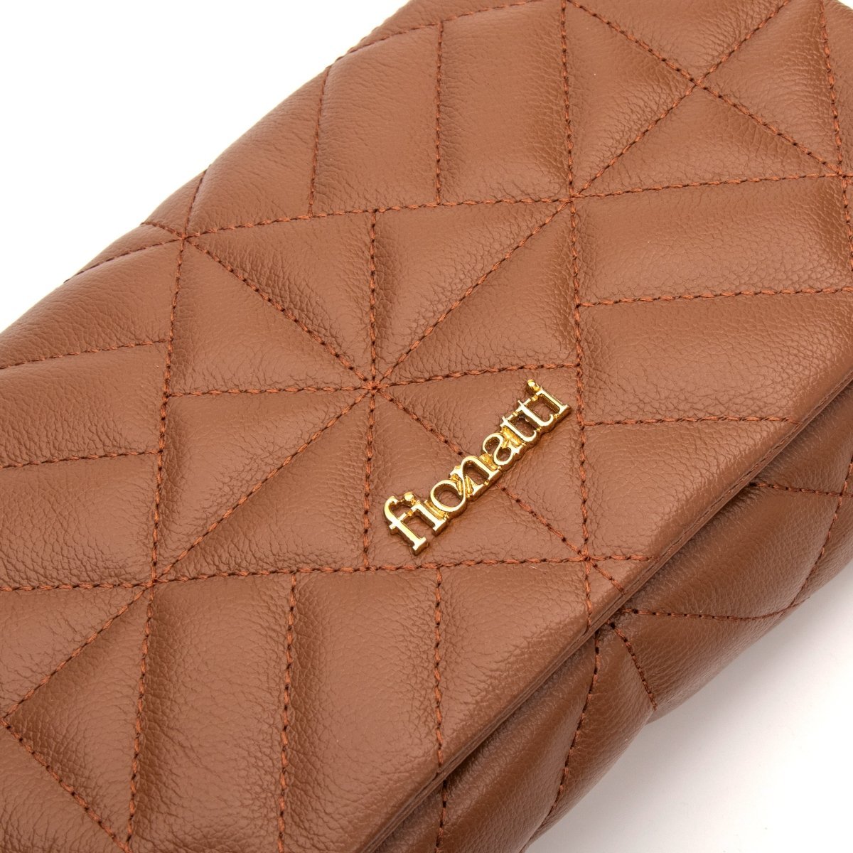 Bolsa Couro Legítimo Clutch/Tiracolo Matelassê Pequena Parma - FIONATTI