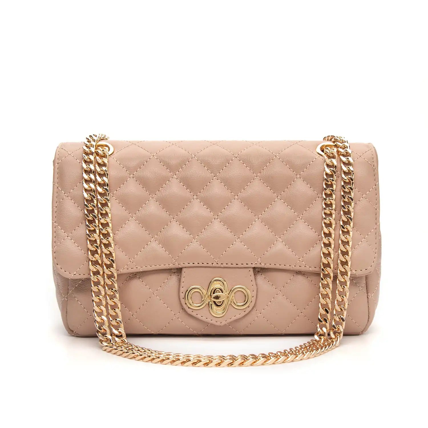 Bolsa Tiracolo Matelassê Média Veneza feminina na cor Nude | FIONATTI