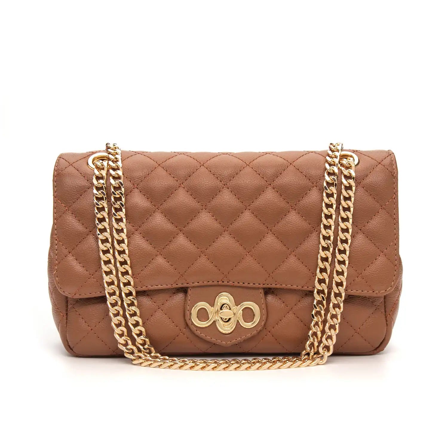 Bolsa Tiracolo Matelassê Média Veneza feminina na cor Marrom | FIONATTI