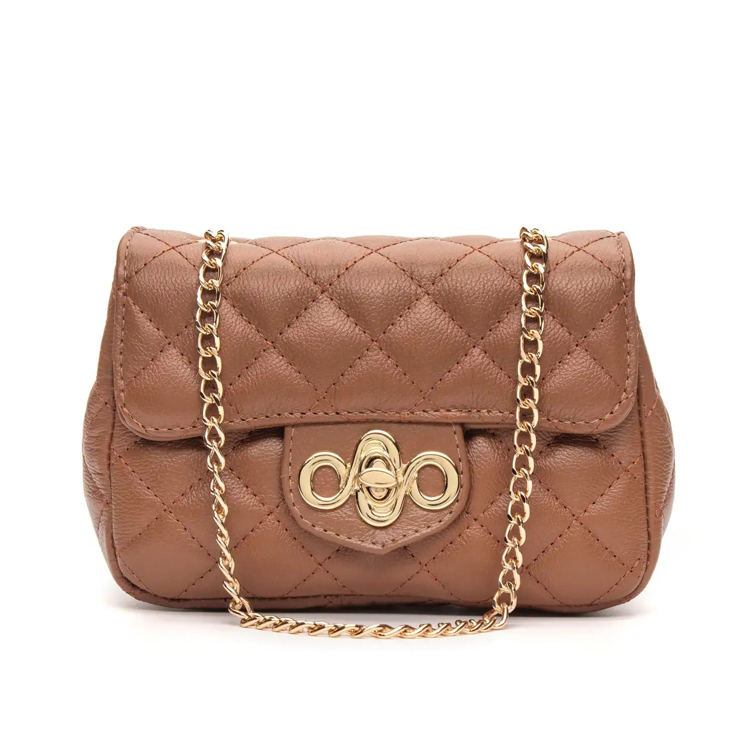 Bolsa Tiracolo Matelassê Pequena Veneza feminina na cor Marrom | FIONATTI