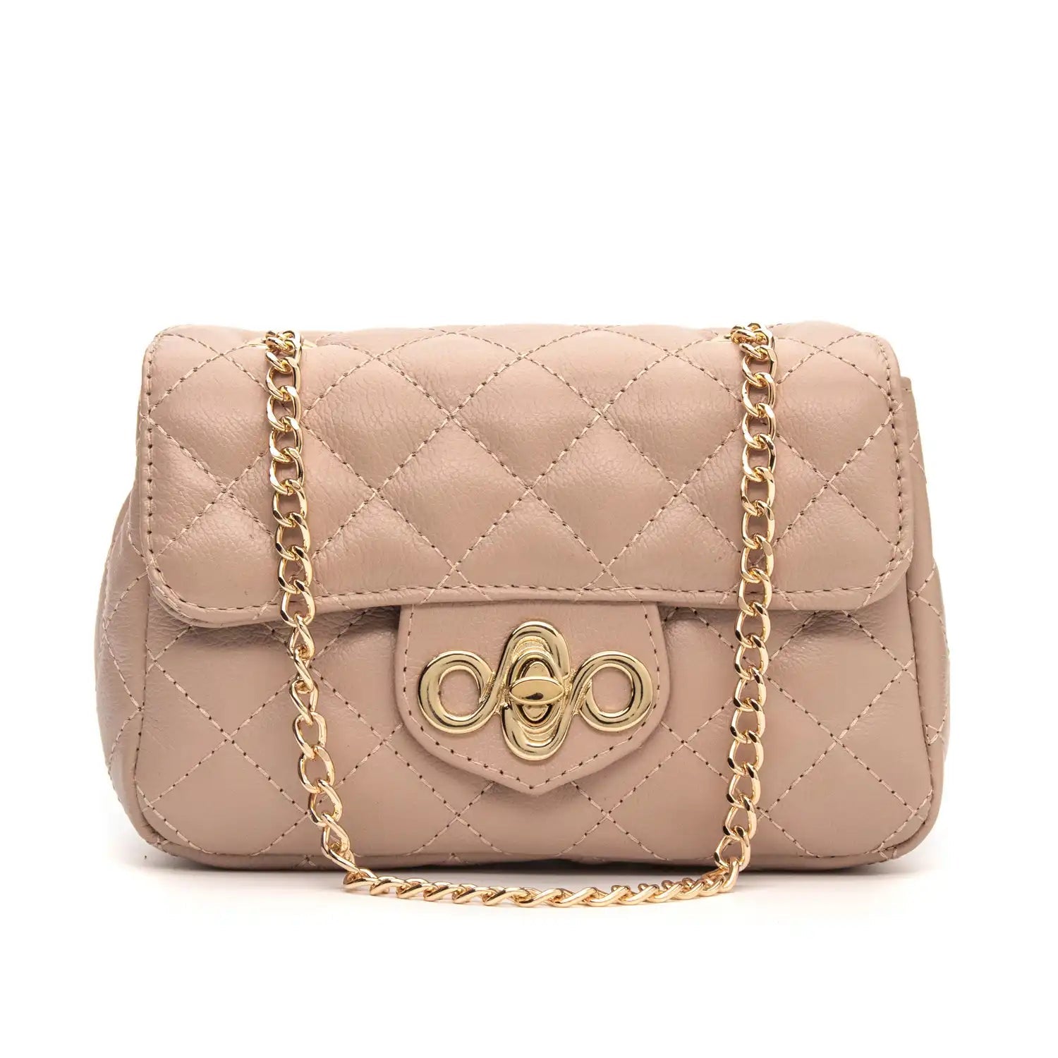 Bolsa Tiracolo Matelassê Pequena Veneza feminina na cor Nude | FIONATTI