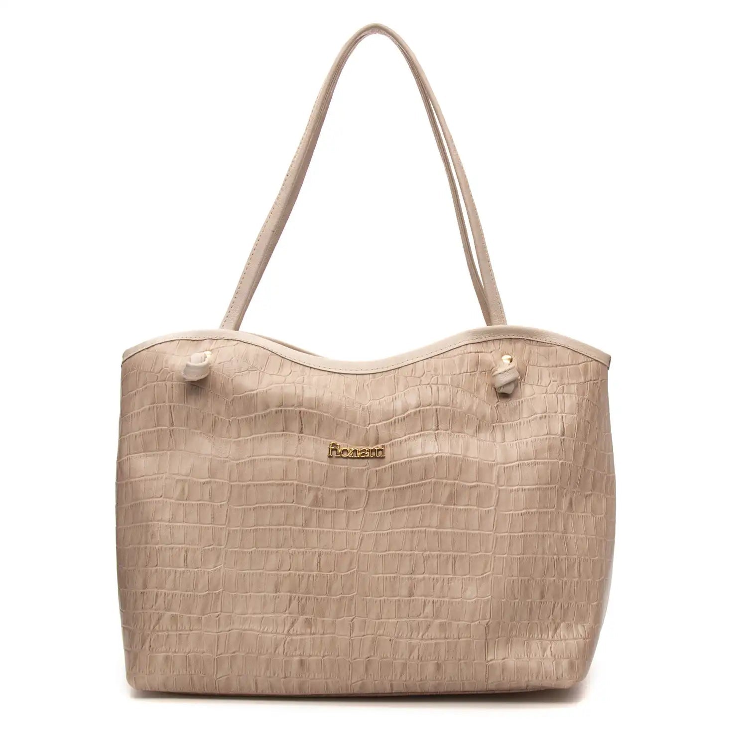 Bolsa Couro Legítimo Tote Grande Bellagio feminina na cor Off-White | FIONATTI