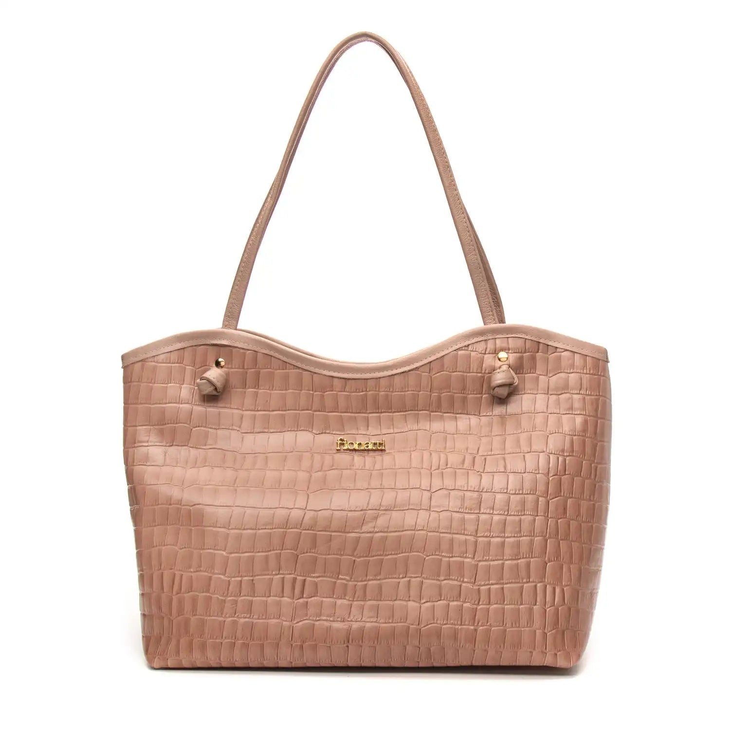 Bolsa Couro Legítimo Tote Grande Bellagio feminina na cor Nude | FIONATTI
