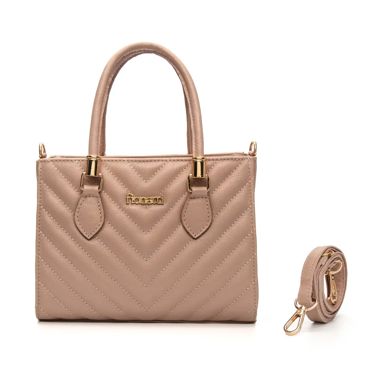 Bolsa Couro Legítimo Tote/Tiracolo Média Ravena feminina na cor Nude | FIONATTI