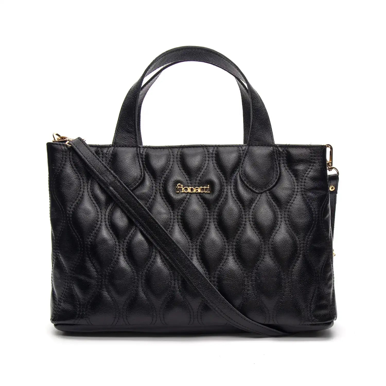 Bolsa Couro Legítimo Tote Grande Milano feminina na cor Preto | FIONATTI